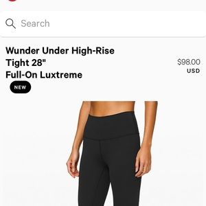 Lulu Lemon Wunder Under black full-length leggings